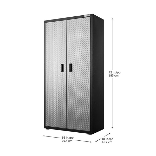 Armoire GearBox grand format par Gladiator 6 pi prête à assembler, argent larmé