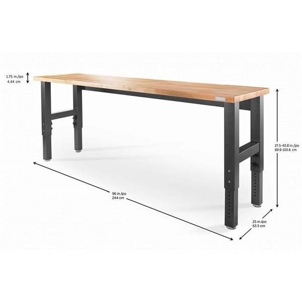 Gladiator 8-ft Wide Adjustable Height Hardwood Workbench