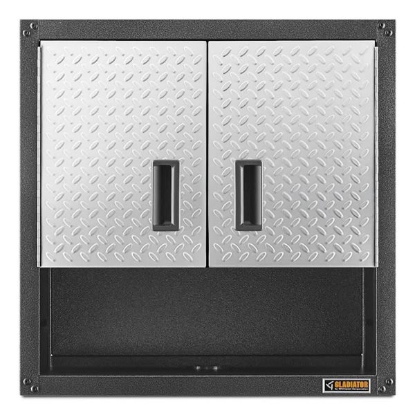 Armoire murale GearBox 28 po à porte 3/4 par Gladiator prête à monter, argent larmé