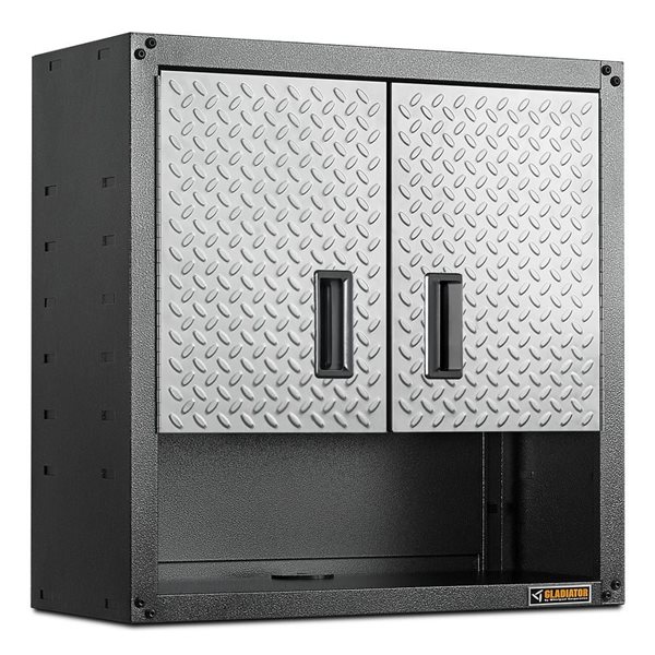 Armoire murale GearBox 28 po à porte 3/4 par Gladiator prête à monter, argent larmé