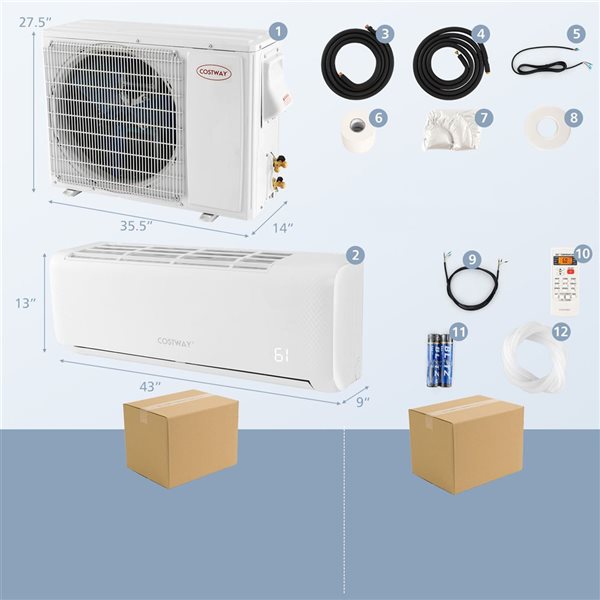 Costway 24,000 BTU Mini Split Air Conditioner Unit with Heat Pump and Google Alexa Remote Control