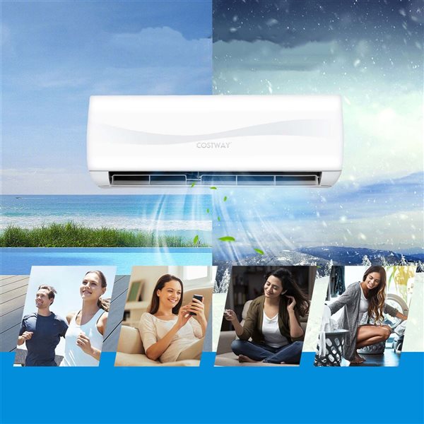 Costway 9000 BTU Wall Mount Split Air Conditioner and Heater Unit with Remote Control