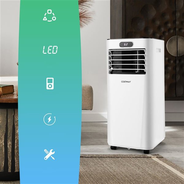 Costway 10000 BTU 3-in-1 Portable Air Conditioner with Drying - Remote Control