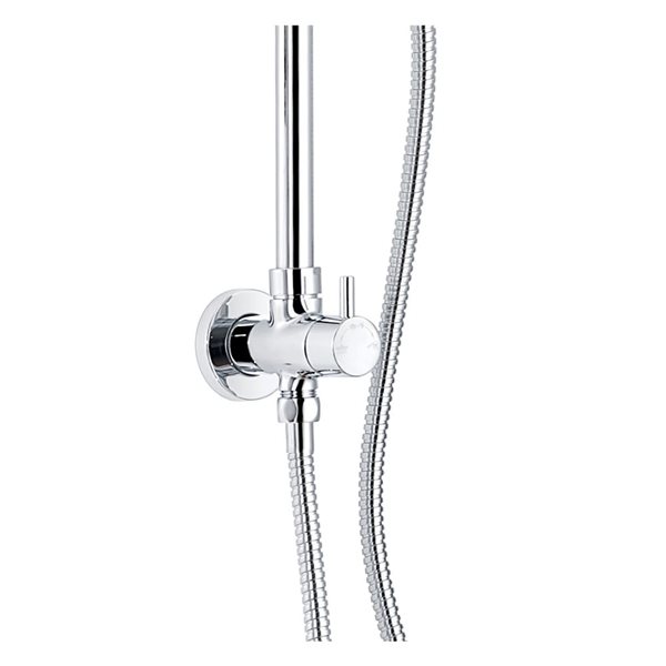 akuaplus® Square Chrome 4-Way Diverter Thermostatic Bath Shower Valve Set w/ Showerhead/Hand Shower on Post/Spout