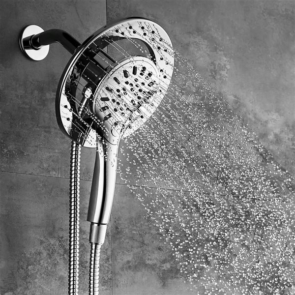 akuaplus® Chrome 3-Way Diverter Pressure Balance Round Bath Shower Valve Set w/ Magnetic Hand Shower/Showerhead/Spout