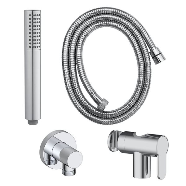 akuaplus® Round Chrome 3-Way Diverter Pressure Balance Shower Fauce w/ Hand Shower and Sliding Rail