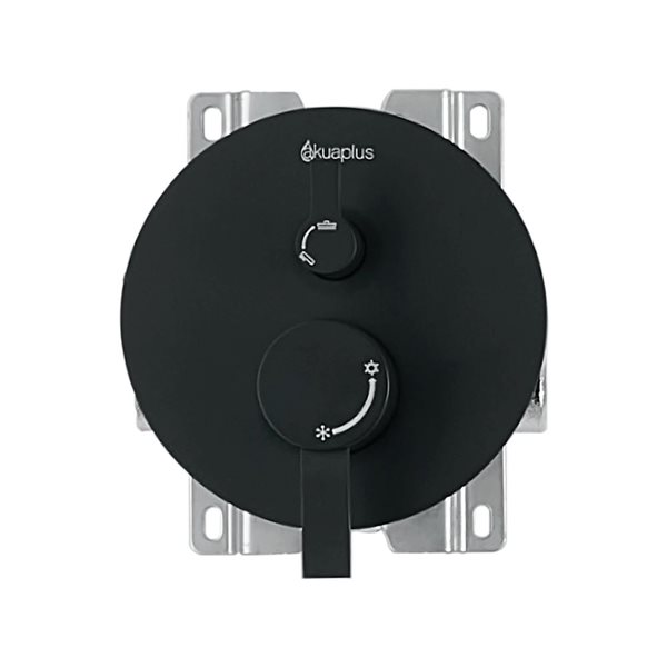 akuaplus® Matte black 3-Way Diverter Pressure Balance Round Bath Shower Valve Set w/ Showerhead and Spout