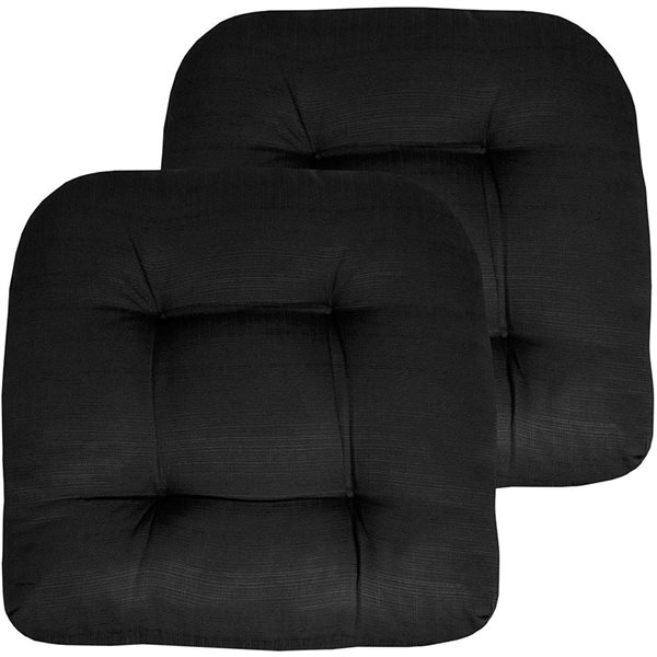 Marina Decoration 19 x 19-in Black Polyester Tufted Outdoor Chair Seat Cushions - 2/Pk