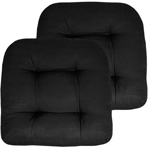 Marina Decoration 19 x 19-in Black Polyester Tufted Outdoor Chair Seat Cushions - 2/Pk
