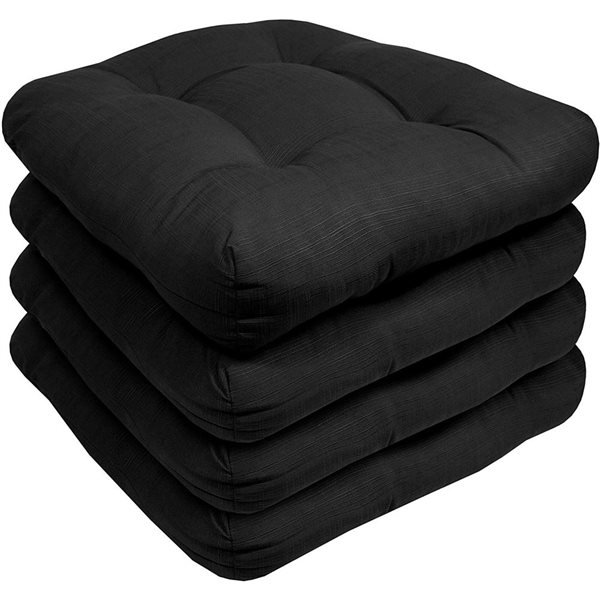 Coussins de siège de chaise d'extérieur touffeté de Marina Decoration 19 x 19 po polyester noir, 2/pqt