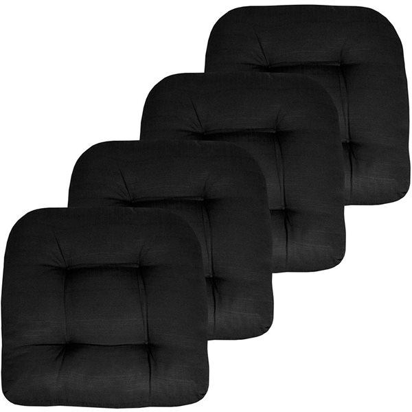 Marina Decoration 19 x 19-in Black Polyester Tufted Outdoor Chair Seat Cushions - 4/Pk