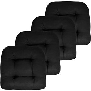 Marina Decoration 19 x 19-in Black Polyester Tufted Outdoor Chair Seat Cushions - 4/Pk
