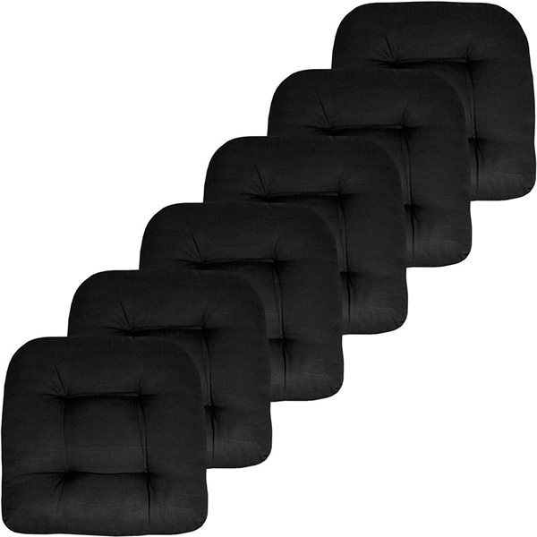 Marina Decoration 19 x 19-in Black Polyester Tufted Outdoor Chair Seat Cushions - 6/Pk