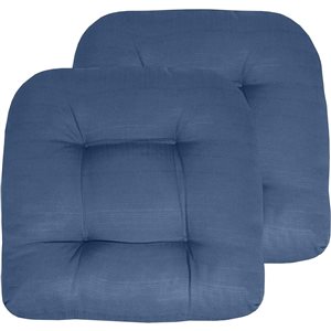 Marina Decoration 19 x 19-in Blue Polyester Tufted Outdoor Chair Seat Cushions - 2/Pk