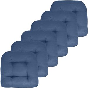 Marina Decoration 19 x 19-in Blue Polyester Tufted Outdoor Chair Seat Cushions - 6/Pk
