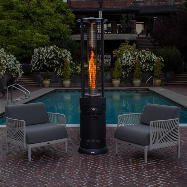 Chauffe-terrasse sur pied Kevin de Paramount propane liquide 44 000 BTU acier thermolaqué gris, 19,6 l. x 72,8 po h.