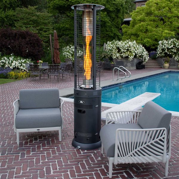 Chauffe-terrasse sur pied Kevin de Paramount propane liquide 44 000 BTU acier thermolaqué gris, 19,6 l. x 72,8 po h.