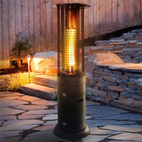 Chauffe-terrasse sur pied Kevin de Paramount propane liquide 44 000 BTU acier thermolaqué gris, 19,6 l. x 72,8 po h.