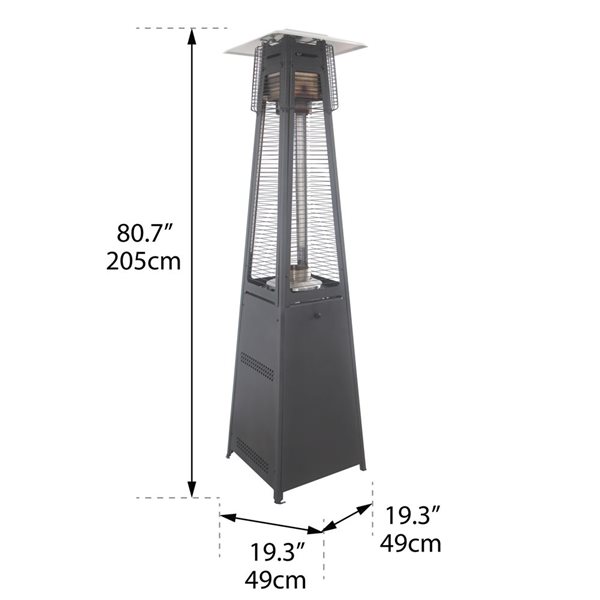 Paramount Victor 19.3 W x 80.7-in H 40,000-BTU Black Aluminum Freestanding Liquid Propane Spiral Patio Heater