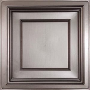 Carreaux de plafond suspendu Madison de Ceilume 2 x 2 pi étain, 15/pqt