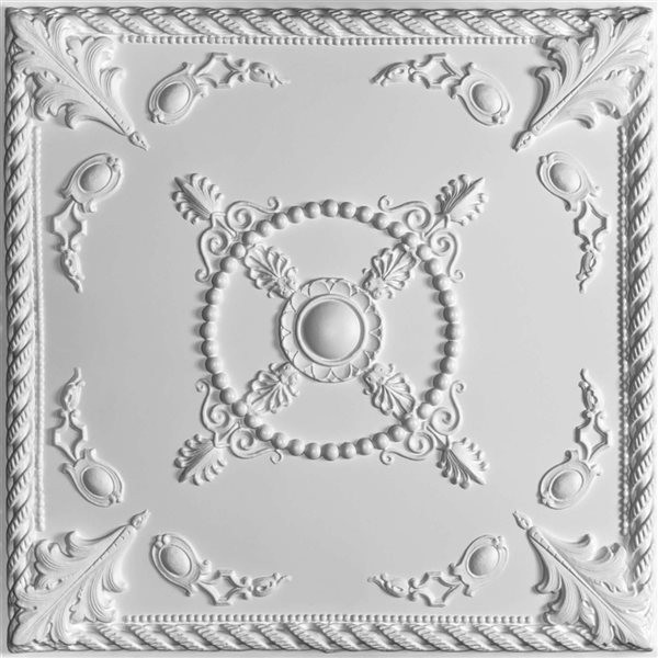 Carreaux de plafond suspendu Alexander de Ceilume 2 x 2 pi blanc, 15/pqt