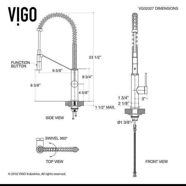 VIGO Livingston One-Handle Pull-Down Sprayer Kitchen Faucet with Soap Dispenser - Stainless Steel