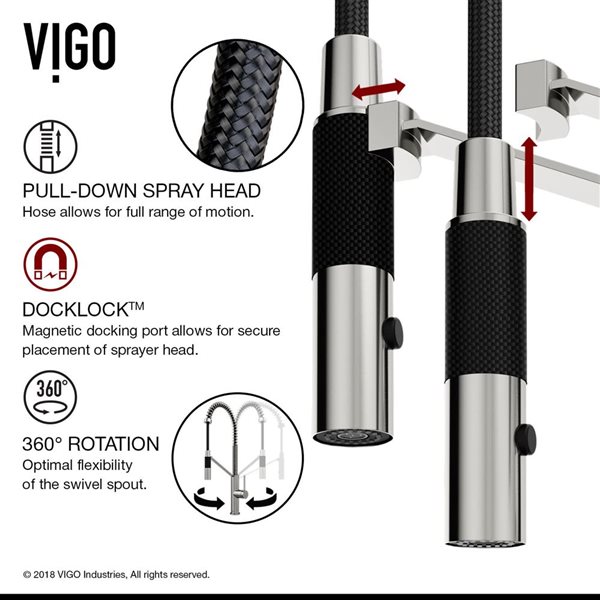 VIGO Livingston One-Handle Pull-Down Sprayer Kitchen Faucet with Soap Dispenser - Stainless Steel