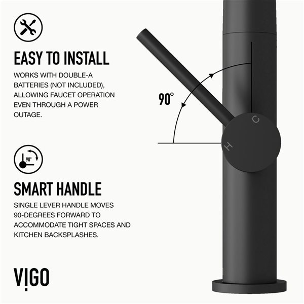 VIGO Greenwich&nbsp;18-in H Single Handle Pull-Down Sprayer Kitchen Faucet with Touchless Sensor - Matte Black