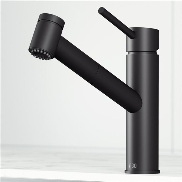 VIGO Branson One-Handle Pull-Out Sprayer Kitchen Faucet - Matte Black