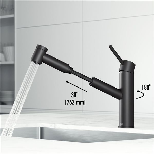 VIGO Branson One-Handle Pull-Out Sprayer Kitchen Faucet - Matte Black