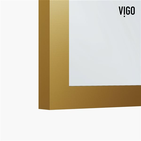 VIGO Essex 34 x 74-in Fixed Framed Shower Door with Textured Glass - Matte Brushed Gold