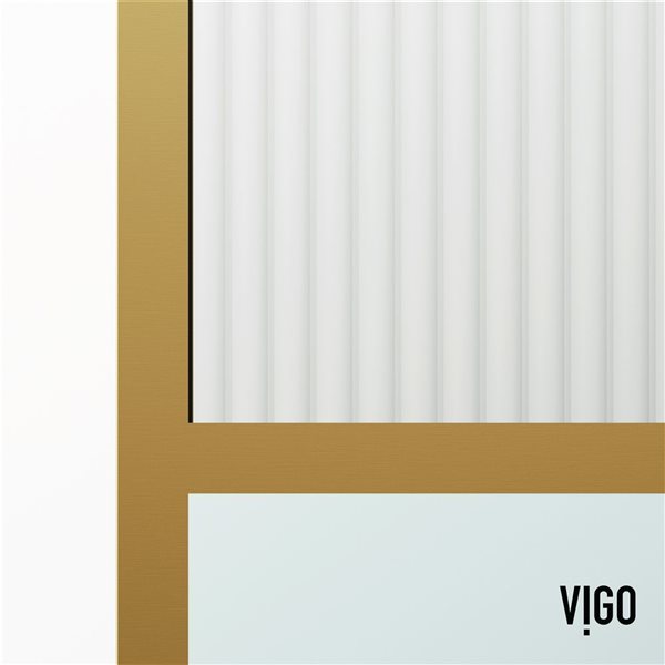 VIGO Essex 34 x 74-in Fixed Framed Shower Door with Textured Glass - Matte Brushed Gold