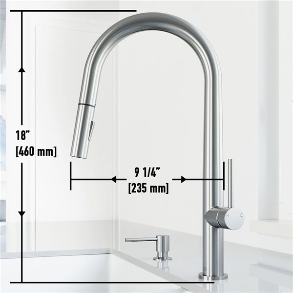 VIGO Greenwich One-Handle Pull-Down Sprayer Kitchen Faucet with Bolton Soap Dispenser - Stainless Steel