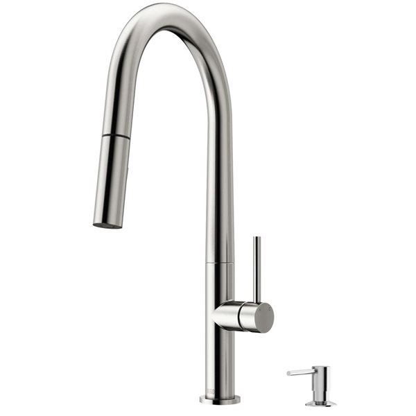 VIGO Greenwich One-Handle Pull-Down Sprayer Kitchen Faucet with Bolton Soap Dispenser - Stainless Steel