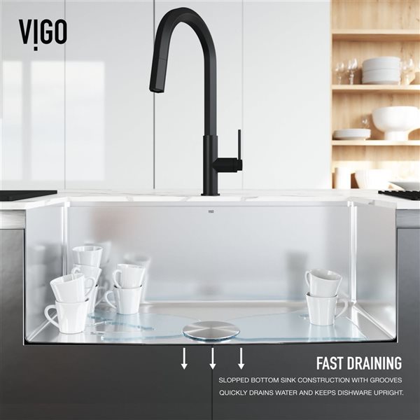 VIGO Mercer 33-in 16 Gauge Stainless Steel Single Bowl Undermount Kitchen Sink with Accessories