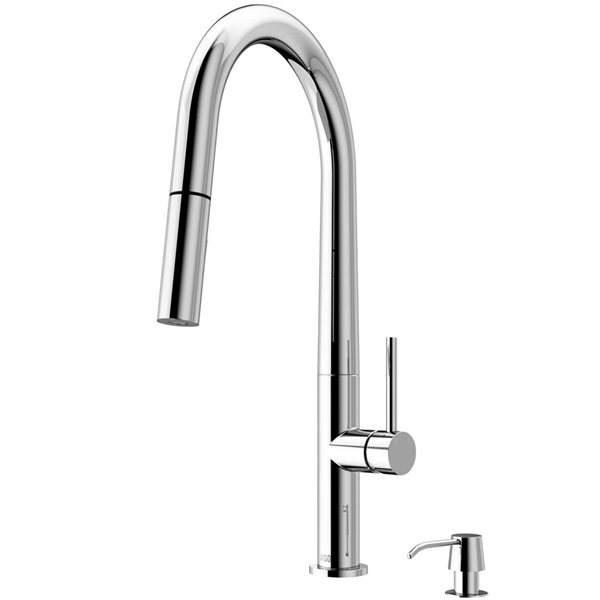 VIGO Greenwich One-Handle Pull-Down Sprayer Kitchen Faucet with Soap Dispenser - Chrome