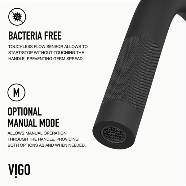 VIGO Gramercy One-Handle Pull-Down Sprayer Kitchen Faucet and Touchless Sensor - Matte Black