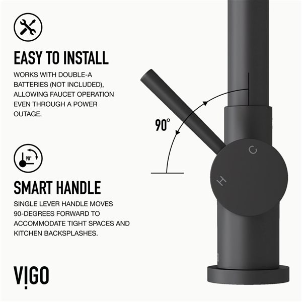 VIGO Gramercy One-Handle Pull-Down Sprayer Kitchen Faucet and Touchless Sensor - Matte Black