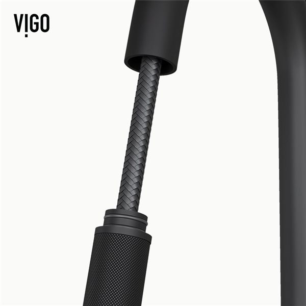 VIGO Gramercy One-Handle Pull-Down Sprayer Kitchen Faucet and Touchless Sensor - Matte Black