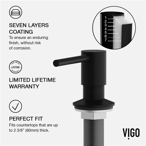 VIGO Greenwich One-Handle Pull-Down Sprayer Kitchen Faucet with Bolton Soap Dispenser - Matte Black