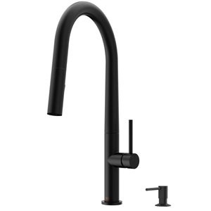 VIGO Greenwich One-Handle Pull-Down Sprayer Kitchen Faucet with Bolton Soap Dispenser - Matte Black