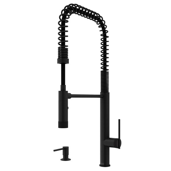 VIGO Sterling One-Handle Pull-Down Sprayer Kitchen Faucet with Soap Dispenser - Matte Black