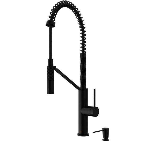 VIGO Livingston One-Handle Pull-Down Sprayer Kitchen Faucet with Soap Dispenser - Matte Black