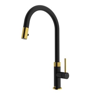 VIGO Bristol One-Handle Pull-Down Sprayer Kitchen Faucet - Matte Brushed Gold/Matte Black