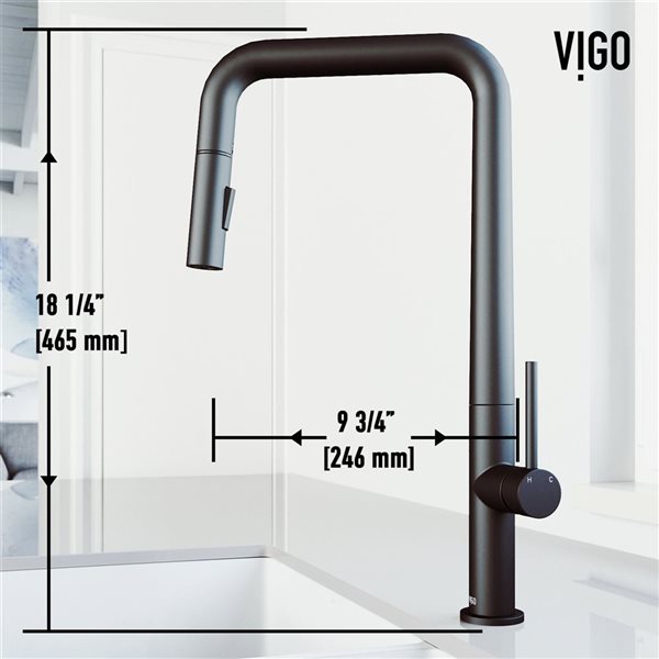 VIGO Parsons One-Handle Pull-Down Sprayer Kitchen Faucet - Matte Black