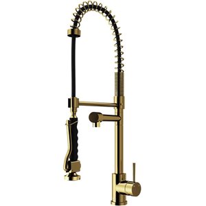 VIGO Zurich One-Handle Pull-Down Sprayer Kitchen Faucet - Matte Brushed Gold