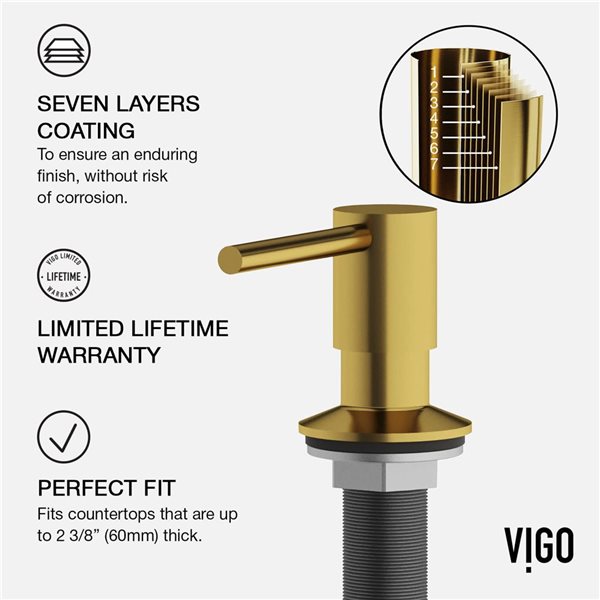 VIGO Gramercy One-Handle Pull-Down Sprayer Kitchen Faucet with Bolton Soap Dispenser - Matte Brushed Gold