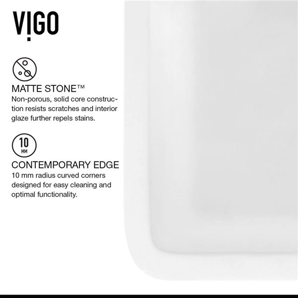 VIGO Matte Stone White Composite 36-in Single Bowl Flat Farmhouse Apron-Front Kitchen Sink w/Strainer and Silicone Grid