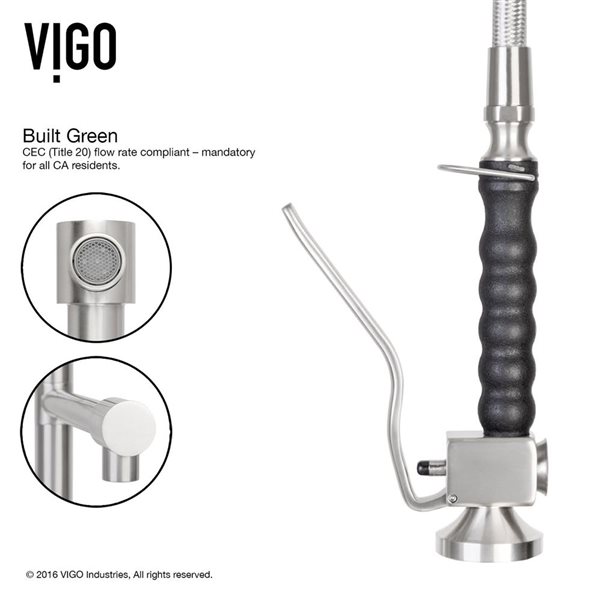 VIGO Zurich One-Handle Pull-Down Sprayer Kitchen Faucet with Soap Dispenser - Stainless Steel