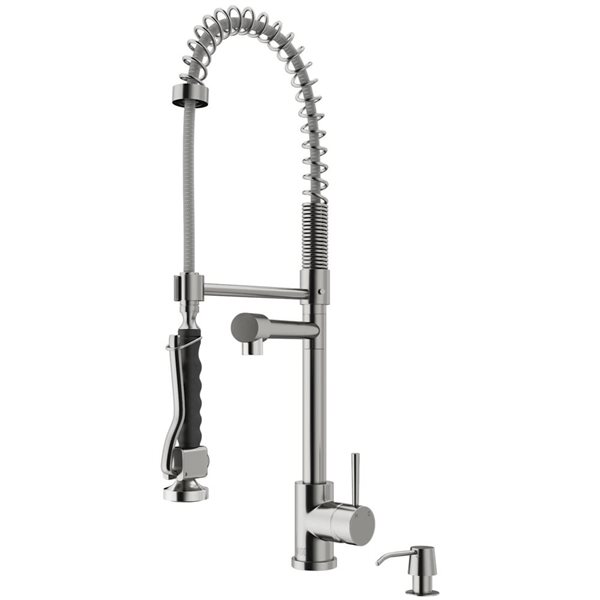 VIGO Zurich One-Handle Pull-Down Sprayer Kitchen Faucet with Soap Dispenser - Stainless Steel